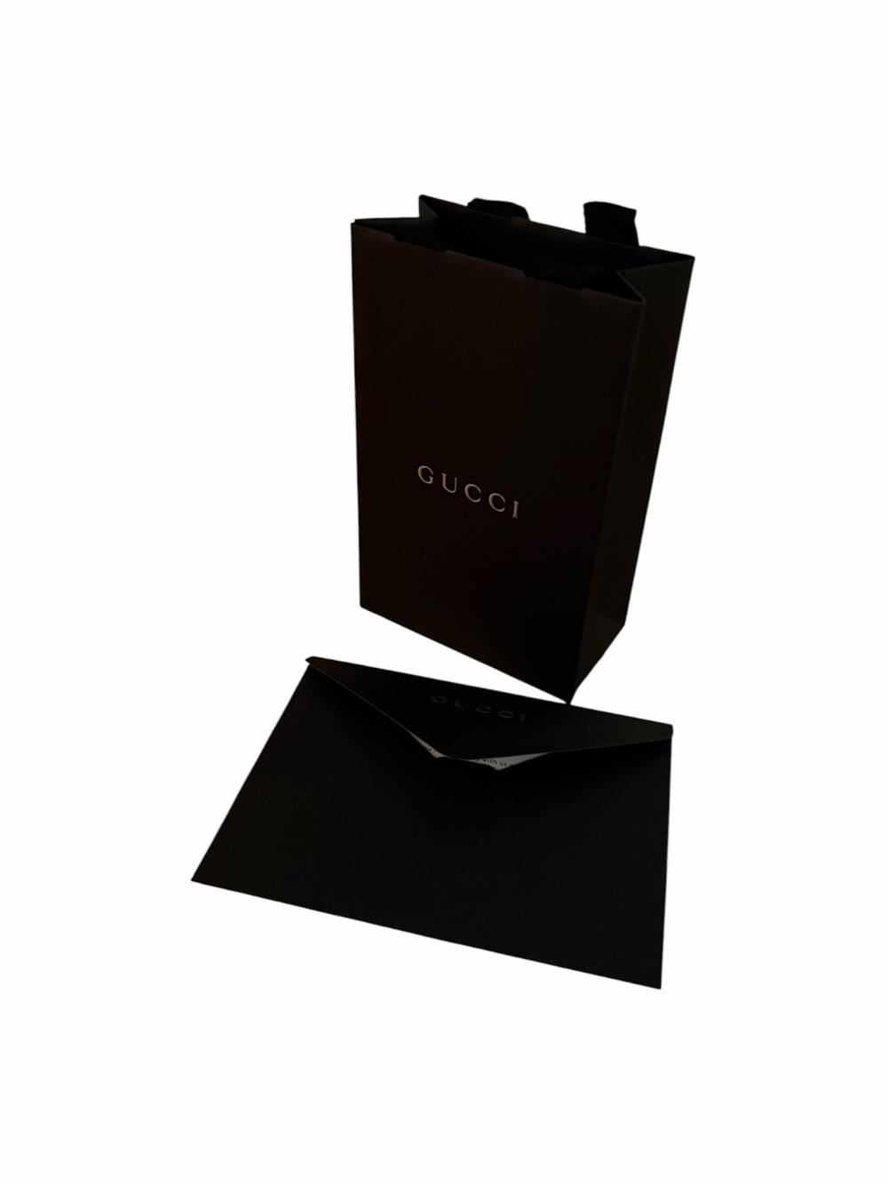 Gucci Black Gift Bag and Matching Envelope with Thank you Card